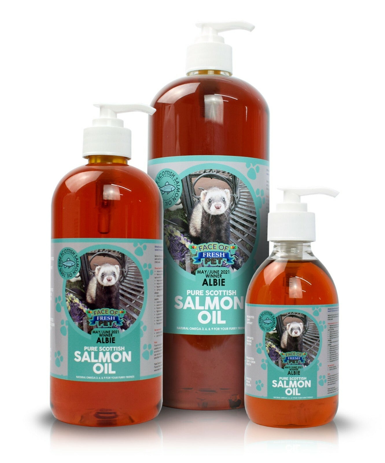 Salmon Oil for Dogs Cats Ferrets 100% Pure High in Omega 3 with Pump Fresh Pet®