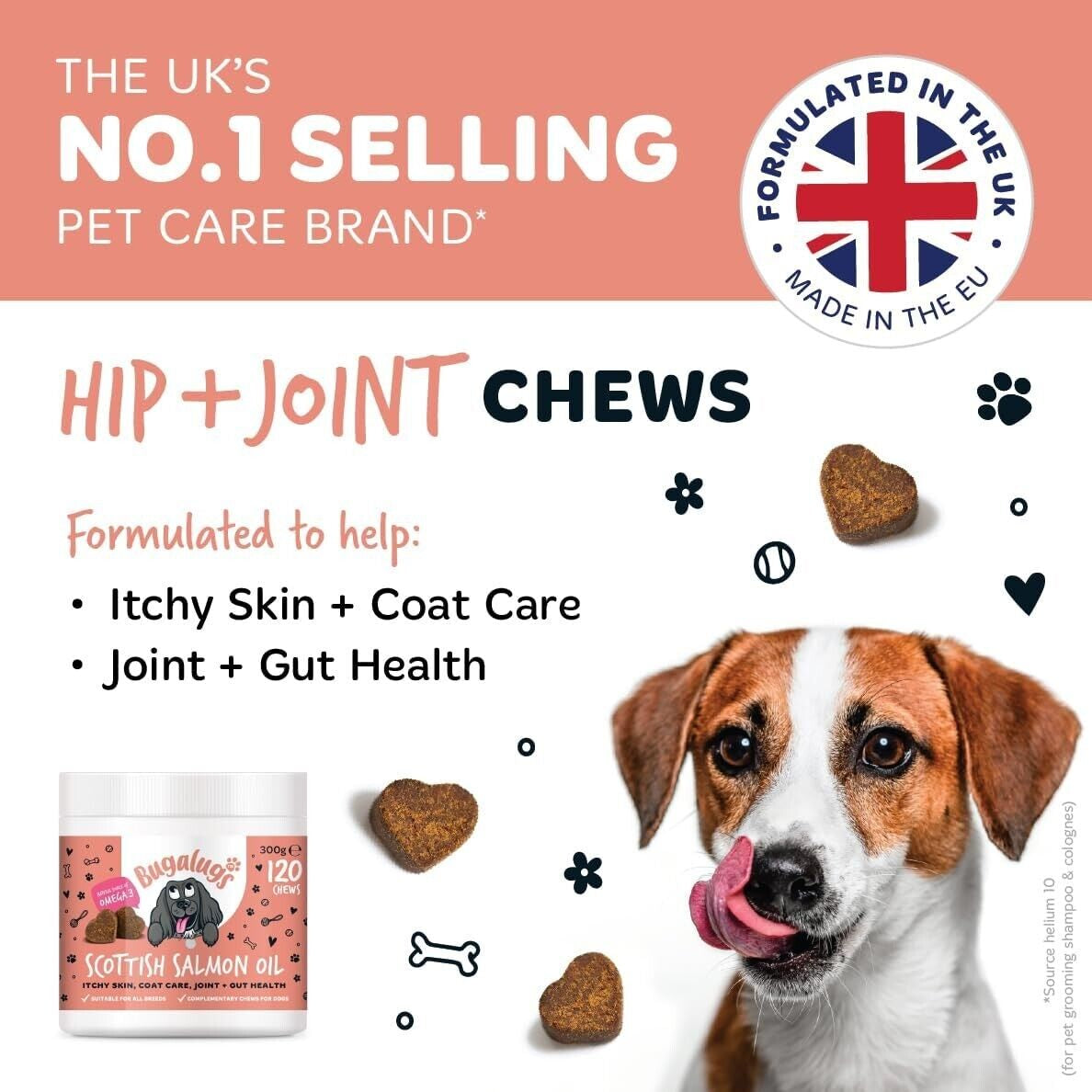 Bugalugs 100% Pure Salmon Oil for Dogs, Cats & Pets 500Ml, Healthy Skin & Coat