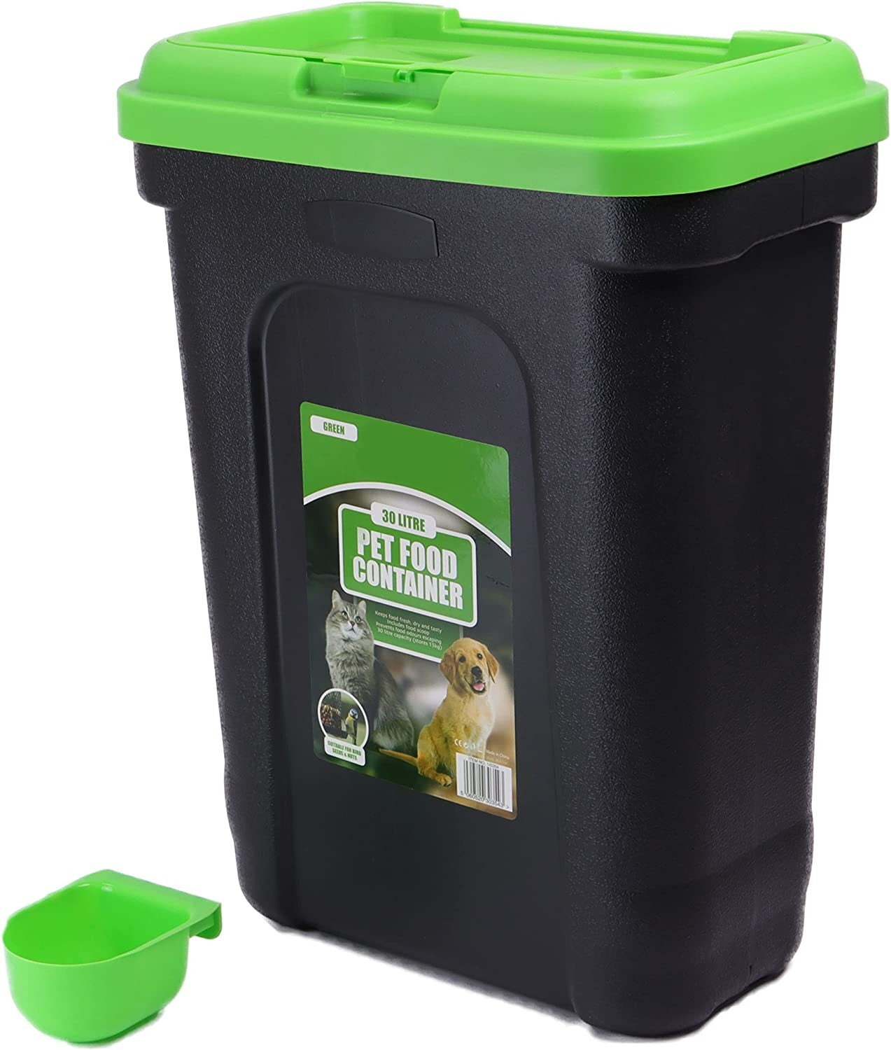 30L Pet Food Storage Airtight Container Flip Top Locking System Bin Set Dry Feed