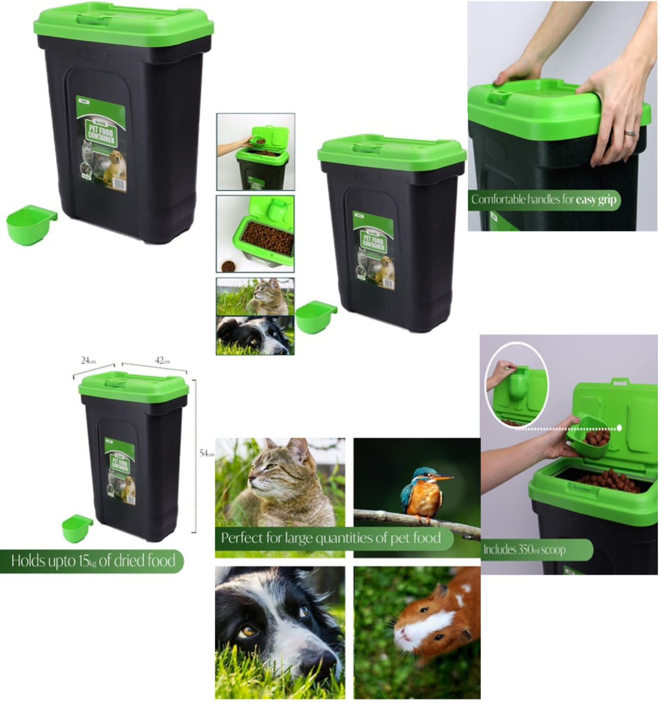 30L Pet Food Storage Airtight Container Flip Top Locking System Bin Set Dry Feed