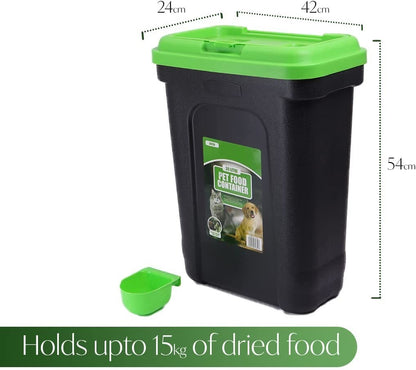 30L Pet Food Storage Airtight Container Flip Top Locking System Bin Set Dry Feed