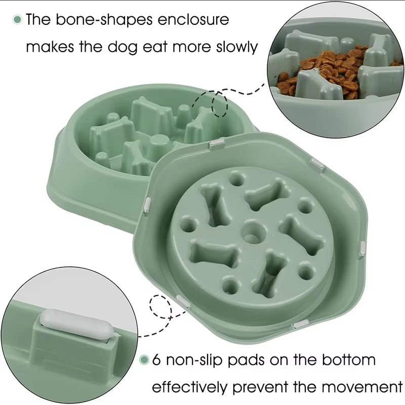 Anti Choking Slow Feeder Dog Bowl Non Slip Puzzle Dish for Small Medium Pets