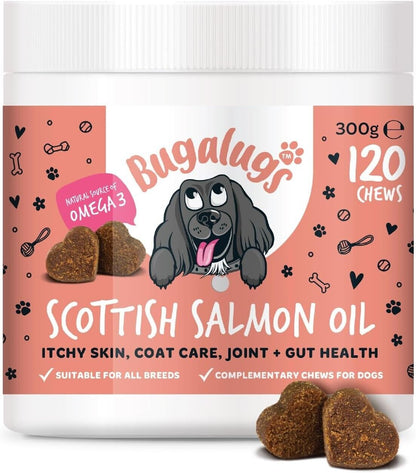 Bugalugs 100% Pure Salmon Oil for Dogs, Cats & Pets 500Ml, Healthy Skin & Coat